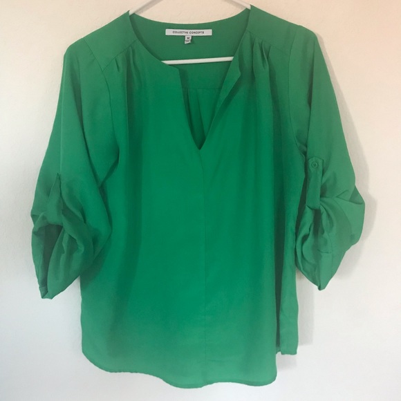 Collective Concepts Tops - Collective Concepts Green Blouse